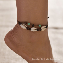 Shangjie OEM TOBILLERAS BOHO Shell Anklet Ensemble de cheville de 2 pièces avec charmes